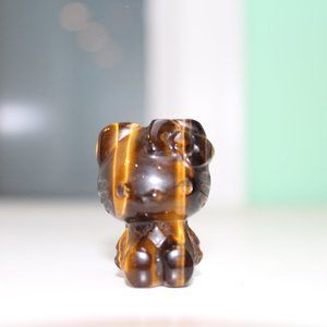 Hello Kitty Tigers Eye Hand Carved Natural Stone Figure